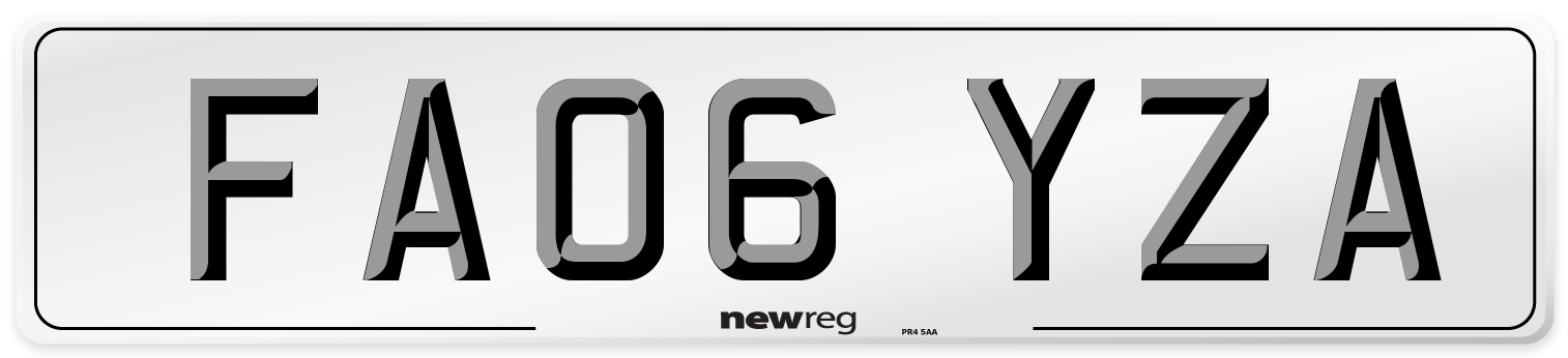 FA06 YZA Number Plate from New Reg